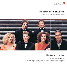 CD album cover 'Dietrich Buxtehude: Festive Cantatas' (GMP 020403-1) with Musica Lingua, Stephan Schreckenberger