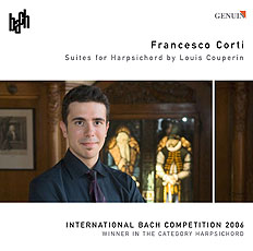 CD album cover 'Suites for Harpsichord by Louis Couperin' (GEN 87090) with Francesco Corti