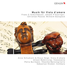 CD album cover 'Music for Viola d’amore' (GEN 10183 ) with Anne Schumann, Klaus Voigt, Alison McGillivray ...