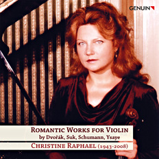 CD album cover 'Romantic Works for Violin' (GEN 10535) with Christine Raphael
