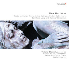 CD album cover 'New Horizons' (GEN 14315) with Viviane Chassot, Marcus Weiss, Rafael Rosenfeld, Vogler Quartett