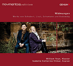 CD album cover 'Widmungen - Dedications' (GEN 16416) with William Youn, Isabelle Catherine Vilmar