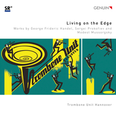 CD album cover 'Living on the Edge' (GEN 17481) with Trombone Unit Hannover, Gste/guests:, Yuval Wolfson ...