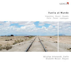 CD album cover 'Vuelta al Mundo - a musical journey around the world' (GEN 88109) with Nicolas Altstaedt, Elsbeth Moser