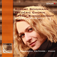 CD album cover 'Robert Schumann, Frédéric Chopin, Sergei Rachmaninoff' (GEN 11201) with Anastasia Voltchok
