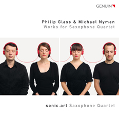 CD album cover 'Philip Glass & Michael Nyman' (GEN 11222) with sonic.art