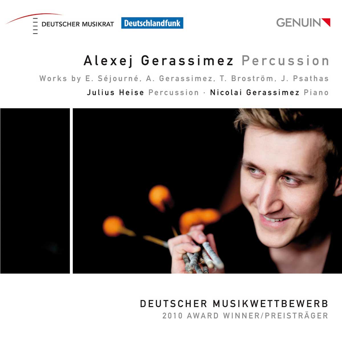 CD album cover 'Alexej Gerassimez - Percussion' (GEN 12243) with Alexej Gerassimez, Julius Heise, Nicolai Gerassimez