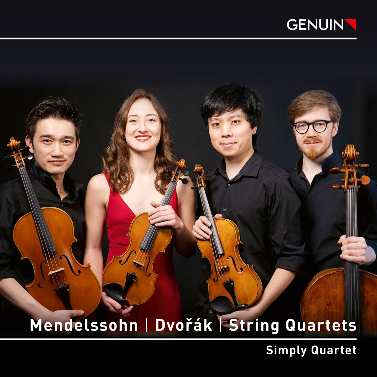 CD album cover 'Mendelssohn | Dvorak | String Quartets' (GEN 25897) with Simply Quartet